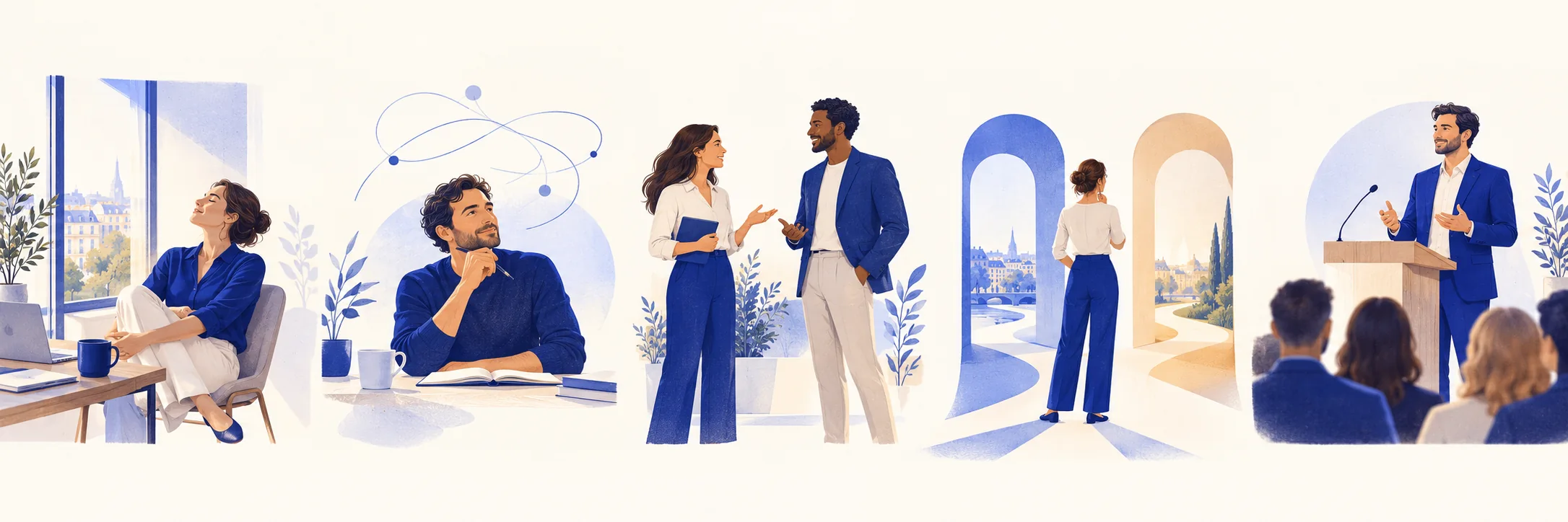 Illustration : deux personnes échangent face à face.